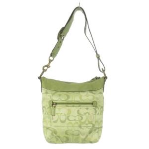 COACH ショルダーバッグ キャンバス レザー 革 ジャカード シグネチャー ロゴ型押し 緑 グリーン 10378