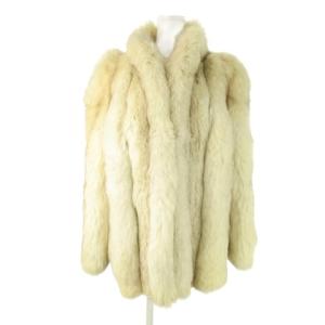 銀サガ ファーコート フォックスファー L  ホワイト
