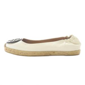 TORY BURCH バレエシューズ パンプス レザー ロゴ 22cm 白 ホワイト /SR GY13
