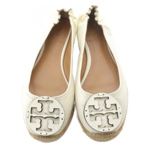 TORY BURCH バレエシューズ パンプス レザー ロゴ 22cm 白 ホワイト /SR GY13