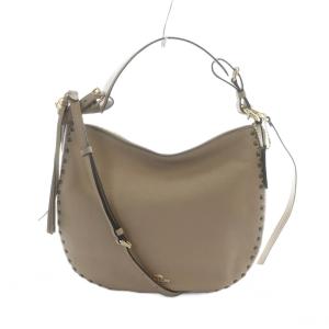 76436 ハンドバッグ ショルダー 2WAY レザー ロゴ 茶 ベージュ GY18 /MQ