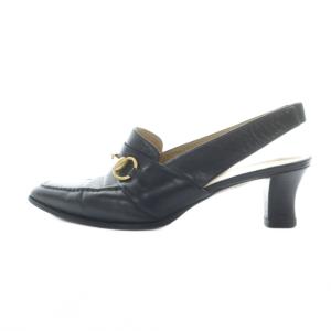 GUCCI パンプス レザー ホースビット ヒール ポインテッドトゥ 38 24cm 黒 ブラック GY18 /MQ