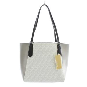 MICHAEL KORS トートバッグ ワンショルダー PVC レザー MKシグネチャー スモール ロゴ シルバー金具 白 ホワイト