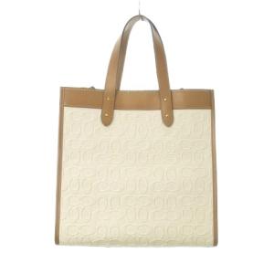 COACH フィールド トート 2way ショルダーバッグ キャンバス シグネチャー エンボス加工 ロゴ チャーム