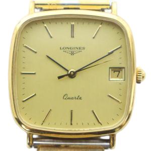 ジャンク品 腕時計 ウォッチ クォーツ カレンダー付き スクエア ロゴ ゴールド色 GY18 /MQ