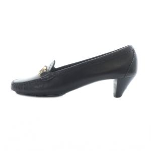 Salvatore Ferragamo パンプス スクエアトゥ ロゴ レザー ガンチーニ ヒール 6 23.5cm 黒 ブラック GY18 /MQ