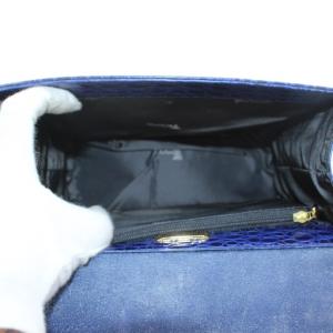 GIANNI VERSACE ハンドバッグ クロコ型押し ブルー