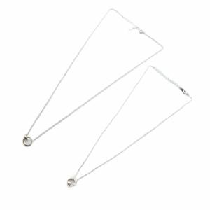ペアネックレス セット ラインストーン リング アクセサリー Silver925 ロゴ シルバー色 GY18