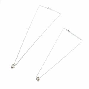 canal4℃ ペアネックレス セット ラインストーン リング アクセサリー Silver925 ロゴ シルバー色 GY18