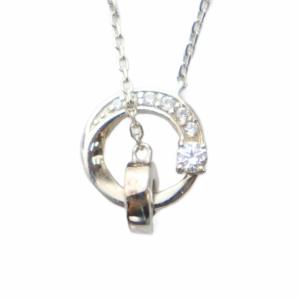 canal4℃ ペアネックレス セット ラインストーン リング アクセサリー Silver925 ロゴ シルバー色 GY18