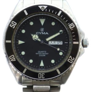 9111 腕時計 ウォッチ クォーツ 黒文字盤 カレンダー付き シルバー色 GY18 /MQ