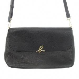 ショルダーバッグ クロスボディ レザー ロゴ ゴールド金具 黒 ブラック /AH23 GY18