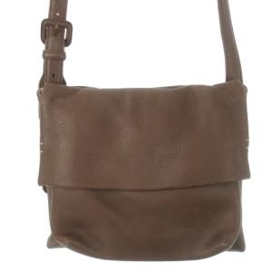 ショルダーバッグ クロスボディ ソフト レザー 革 フラップ ロゴ型押し 茶 ブラウン /CK20 GY11