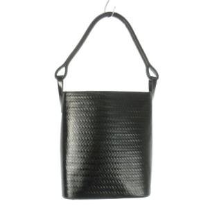 ハンドバッグ ワンショルダー レザー 革 型押し 巾着 黒 ブラック /CK21 GY11