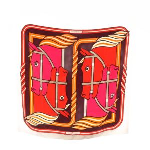 QUADRIGE カレ 90 大判 スカーフ シルク ピンク