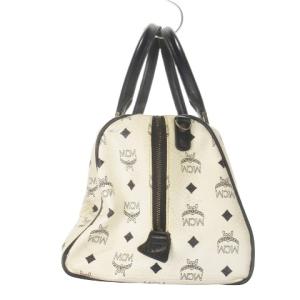 MCM ボストンバッグ ハンドバッグ レザー ロゴ 総柄 白 ホワイト /MN14 GY18