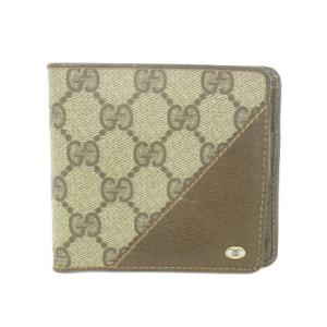 二つ折り財布 小銭入れあり レザー PVC GG柄 ロゴ 茶 ブラウン 01・03・411 /AH6 GY18