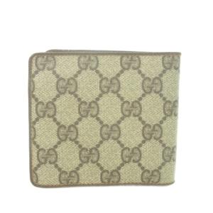 GUCCI 二つ折り財布 小銭入れあり レザー PVC GG柄 ロゴ 茶 ブラウン 01・03・411 /AH6 GY18