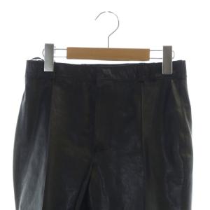 LOEWE レザーパンツ テーパード ロゴ 山羊革 ジップフライ 40 S 黒 ブラック GY18 /MQ
