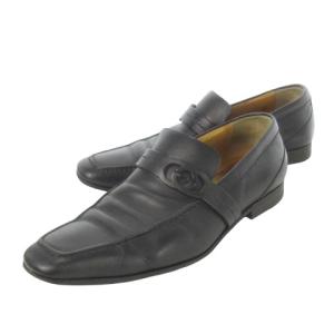 ローファー スリッポン レザー 革 インターロッキング ロゴ 42 27.0cm 黒 ブラック /CK25