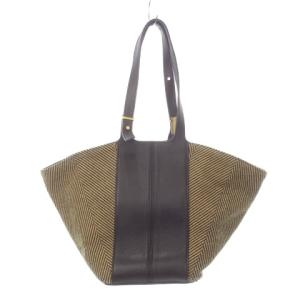 ハンドバッグ レザー ツイード 茶 ブラウン 黒 ブラック /MN15 GY18