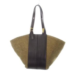 GIANNI CHIARIN ハンドバッグ レザー ツイード 茶 ブラウン 黒 ブラック /MN15 GY18