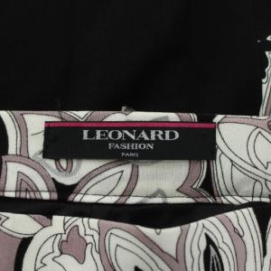 LEONARD タイトスカート ひざ丈 花柄 総柄 ロゴ L 黒 ブラック 白 ホワイト 紫 パープル /XZ GY18