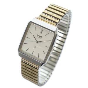 SEIKO 6030-5340 腕時計 ウォッチ クォーツ ロゴ スクエア 白文字盤 シルバー色 ゴールド色 GY18