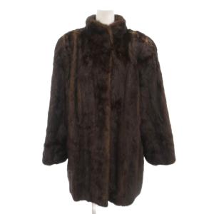 銀サガ ファーコート 15 毛皮 ミンクファー ミドル ハーフ丈 ダークブラウン 大きいサイズ /AE
