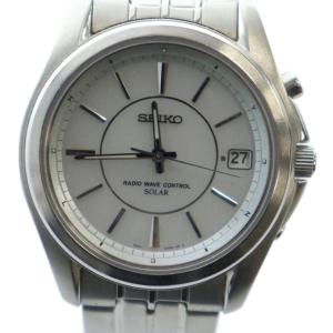 7B42-0AK0 腕時計 ウォッチ ソーラー 白文字盤 カレンダー付き デイト シルバー色 GY18