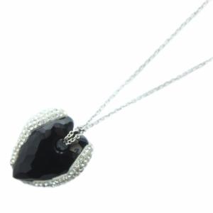 ネックレス クリスタル ラインストーン ペンダント チェーン 黒 ブラック シルバーカラー /KW GY11