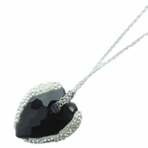 SWAROVSKI ネックレス クリスタル ラインストーン ペンダント チェーン 黒 ブラック シルバーカラー /KW GY11