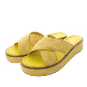 サンダル ウエッジソール プラットフォーム 厚底 ロゴ 7.5 イエロー /YO17 GY11