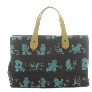 トートバッグ ハンドバッグ キャンバス スパンコール キャンバス レザー 茶 ブラウン /KW GY18