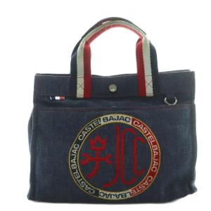 ハンドバッグ 青 ブルー 赤 レッド 刺繍ロゴ /AQ OS GY18