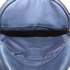 COACH リュックサック バックパック デイパック レザー Wファスナー ロゴ ゴールド金具 紺 ネイビー 5666