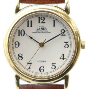 CLUB LA MER 6630-664418 腕時計 手巻き 白文字盤 レザーベルト