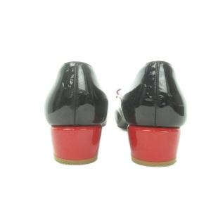 Salvatore Ferragamo パンプス エナメル ミドルヒール アーモンドトゥ レザー ヴァラリボン バイカラー 4.5 21.5cm