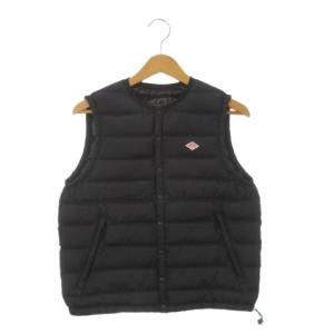 ベスト インナーダウン ナイロン クルーネック ロゴ ワンポイント S 黒 ブラック DT-A0002