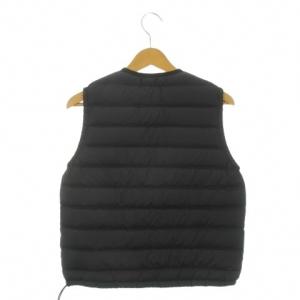 DANTON ベスト インナーダウン ナイロン クルーネック ロゴ ワンポイント S 黒 ブラック DT-A0002