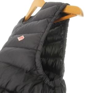 DANTON ベスト インナーダウン ナイロン クルーネック ロゴ ワンポイント S 黒 ブラック DT-A0002