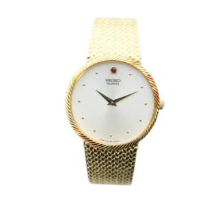 SEIKO 7430-7010 腕時計 ウォッチ クォーツ ロゴ 白文字盤 ゴールド色 GY18 /MQ