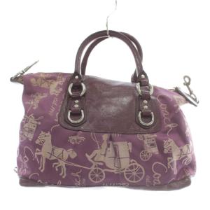 COACH ハンドバッグ ワンショルダー 2WAY キャンバス レザー ホースアンドキャリッジ 総柄 ロゴ シルバー金具