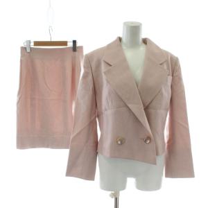 セットアップ ジャケット ショート丈 スカート 膝丈 タイトスカート ブレザー 絹 シルク 9 ピンク