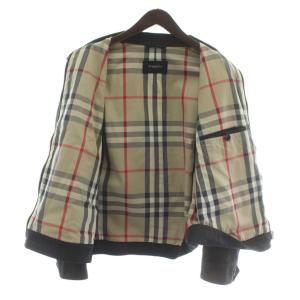 BURBERRY LONDON ジャケット ブルゾン アウター ハイネック ジップアップ 裏地ノバチェック ロゴ 刺繍 M 黒 ブラック