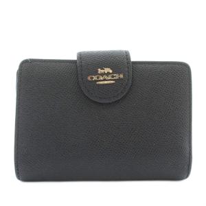 財布 二つ折り レザー L字ファスナー ロゴ ゴールド金具 黒 ブラック 6390 /XZ GY18