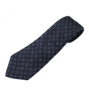 ネクタイ 絹 シルク レギュラータイ モノグラム 総柄 紺 ネイビー /XZ OH GY18