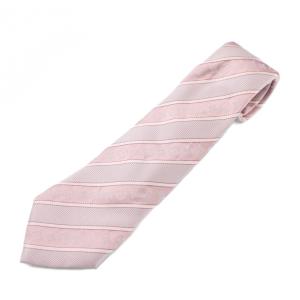 ネクタイ 絹 シルク レギュラータイ モノグラム ストライプ 総柄 ピンク /XZ OH GY18