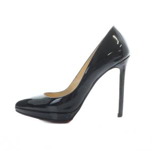 Christian Louboutin パンプス ハイヒール ポインテッドトゥ エナメル ロゴ 35.5 22.5cm 黒 ブラック GY18