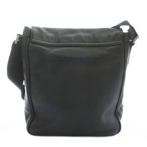 ARMANI COLLEZIONI ショルダーバッグ レザー フラップ ロゴプレート シルバー金具 黒 ブラック /XZ GY18